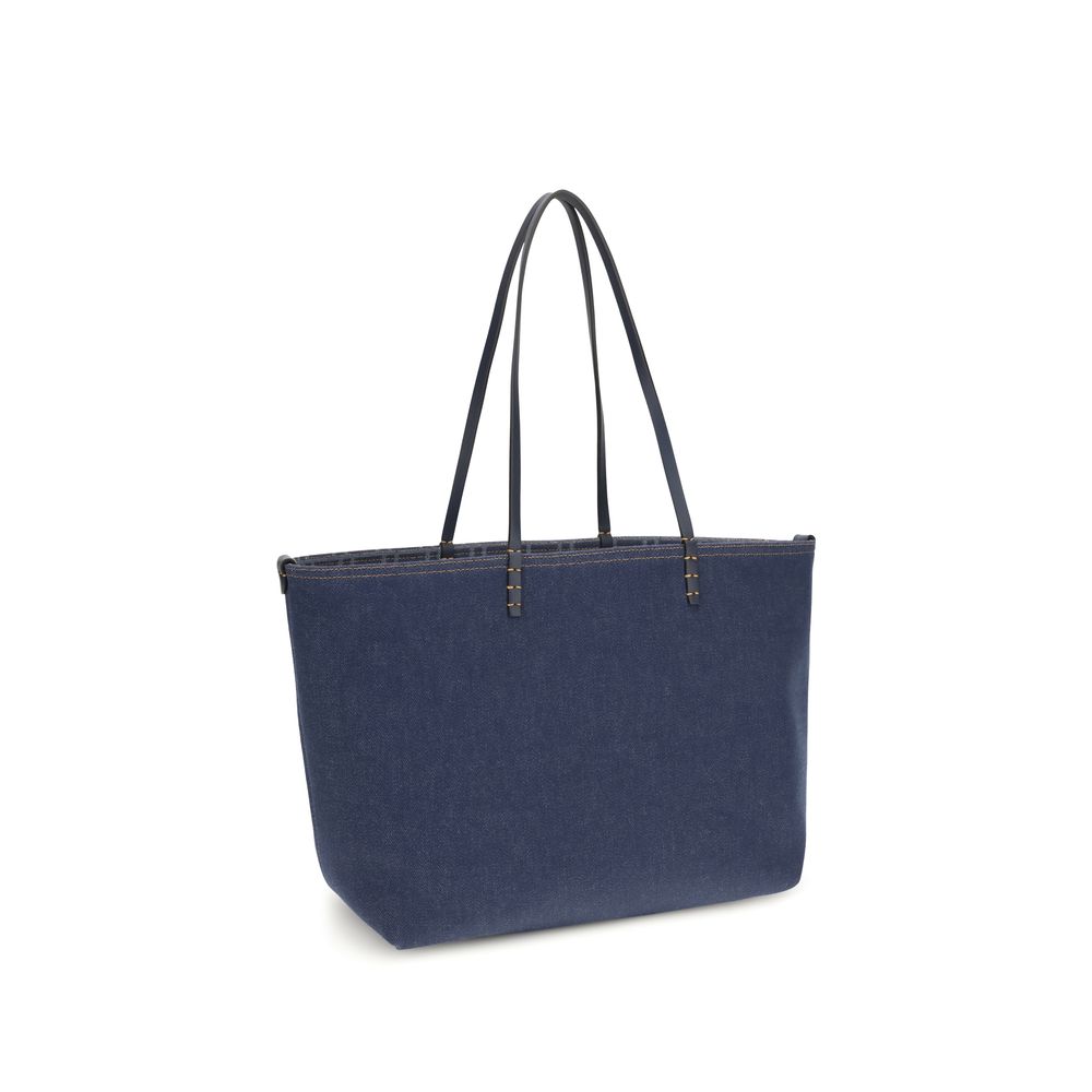 Fendi Blue Cotton Shoulder Bag, cotton fabric, shoulder bag, front view