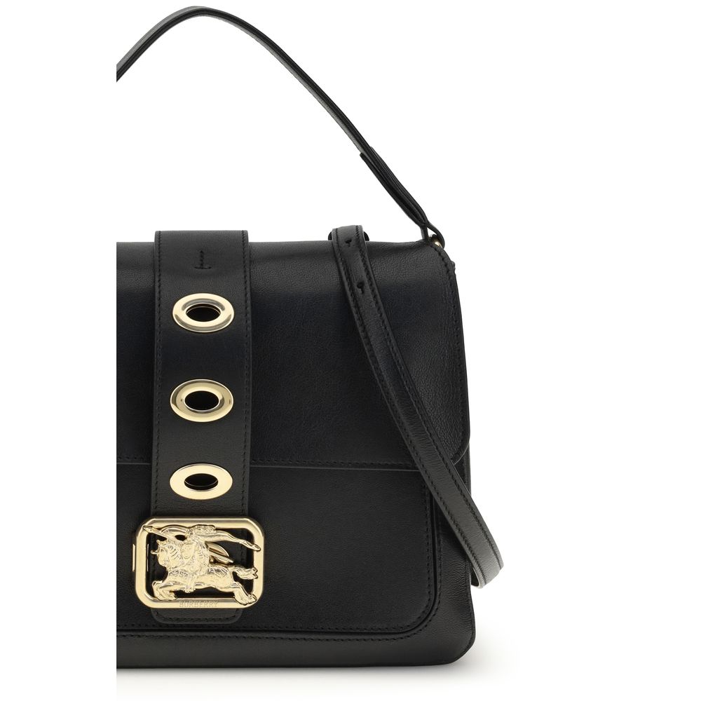 Burberry Ovis Aries Aries shoulder bag, black leather with gold-tone hardware, front view