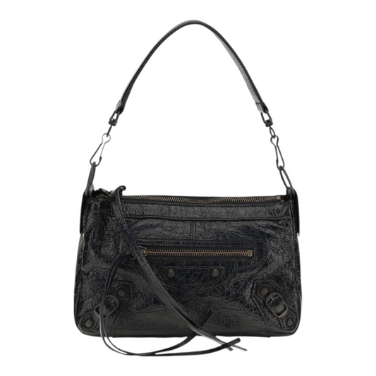 Balenciaga Le City Moto Mini Handbag Black Leather Metal