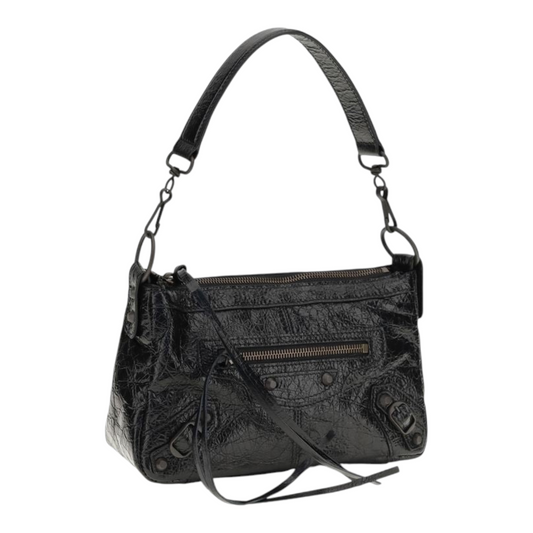 Balenciaga Le City Moto Mini Handbag Black Leather Metal
