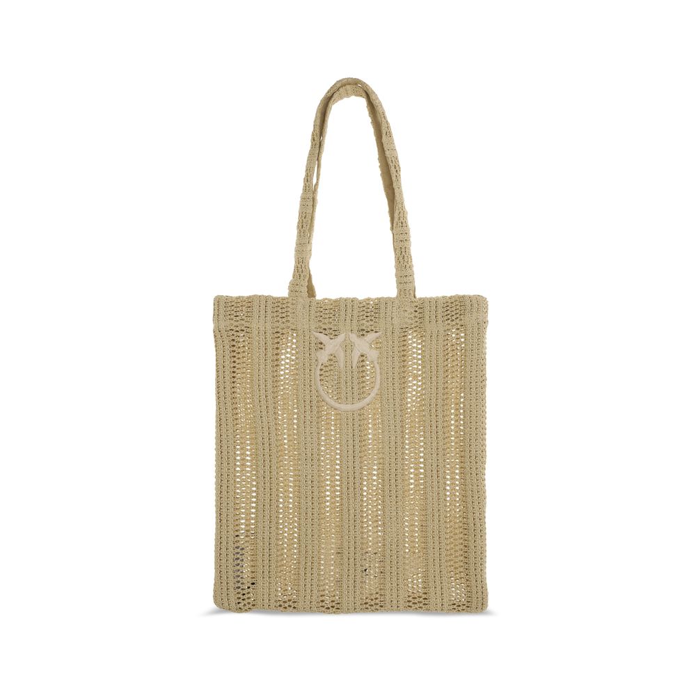 PINKO Beige Raffia  Easy Tote Bag