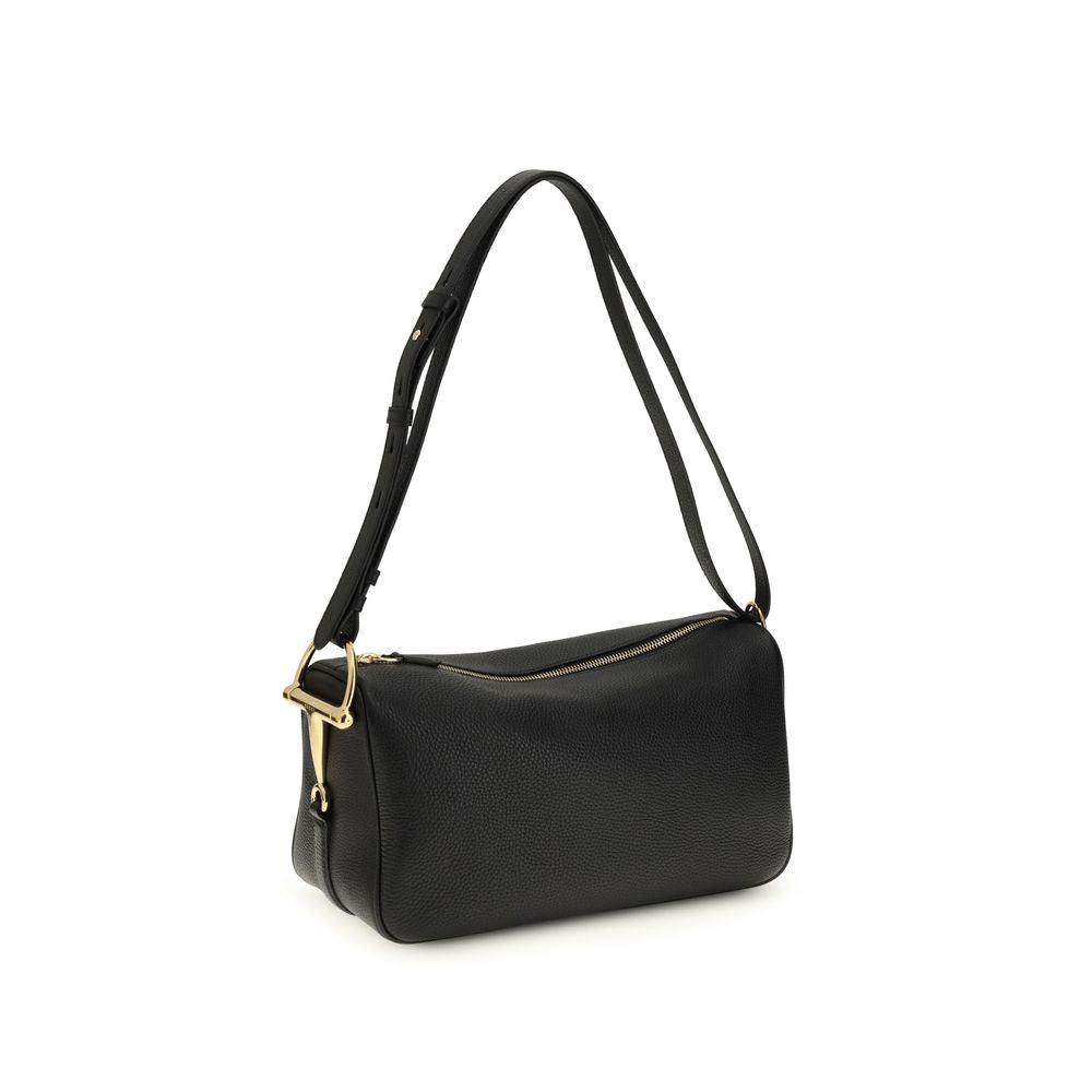 Gucci Black Half Horsebit Shoulder Bag