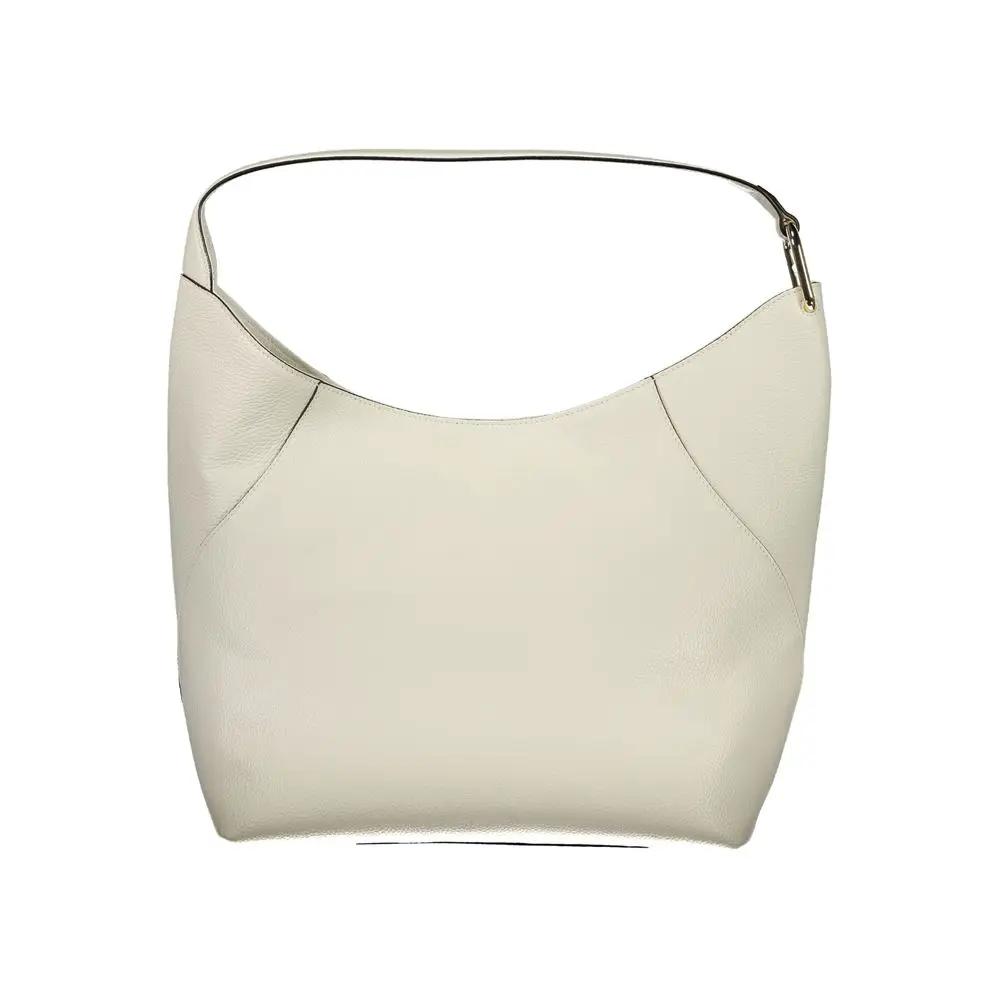 Furla Lara white pebbled leather shoulder bag, front view