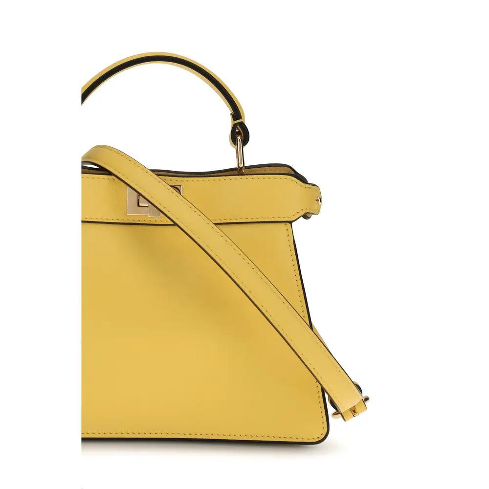Fendi Peekaboo ISeeU Petite leather yellow top-handle handbag with crossbody strap side view