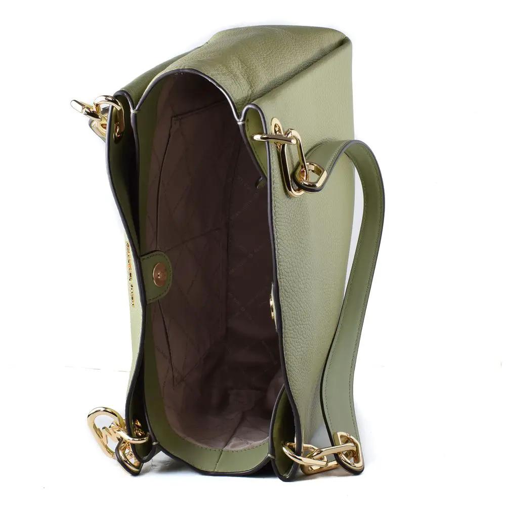 Michael Kors Bicolor Leather Handbag olive green exterior, shoulder bag, front view