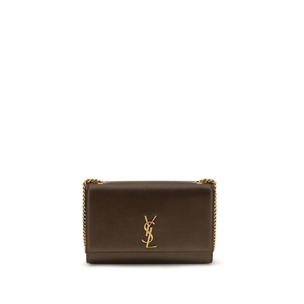 Saint Laurent Bos Taurus brown calf leather shoulder bag, front view