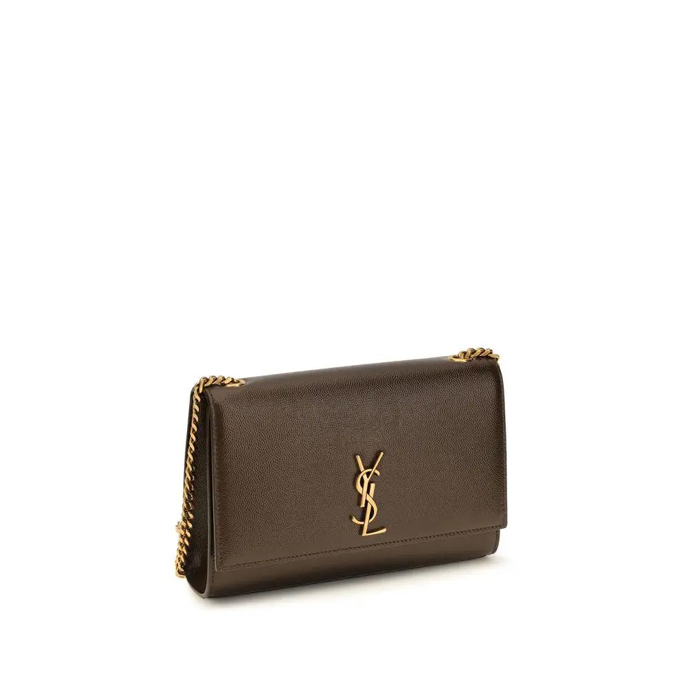 Saint Laurent Bos Taurus brown calf leather shoulder bag, front view