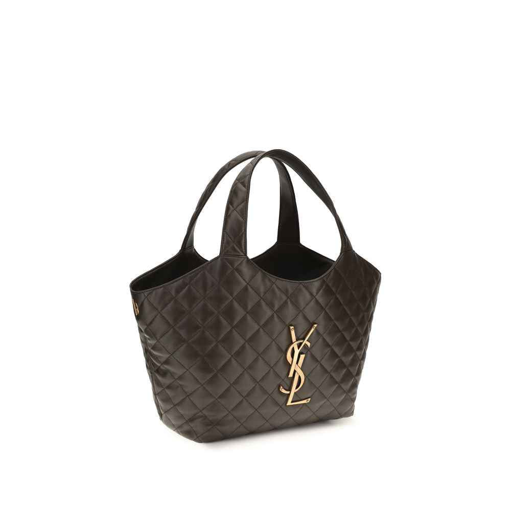 Saint Laurent Bicolor Napa Leather Calf Bos Taurus Shoulder Bag dark brown, shoulder bag, front view