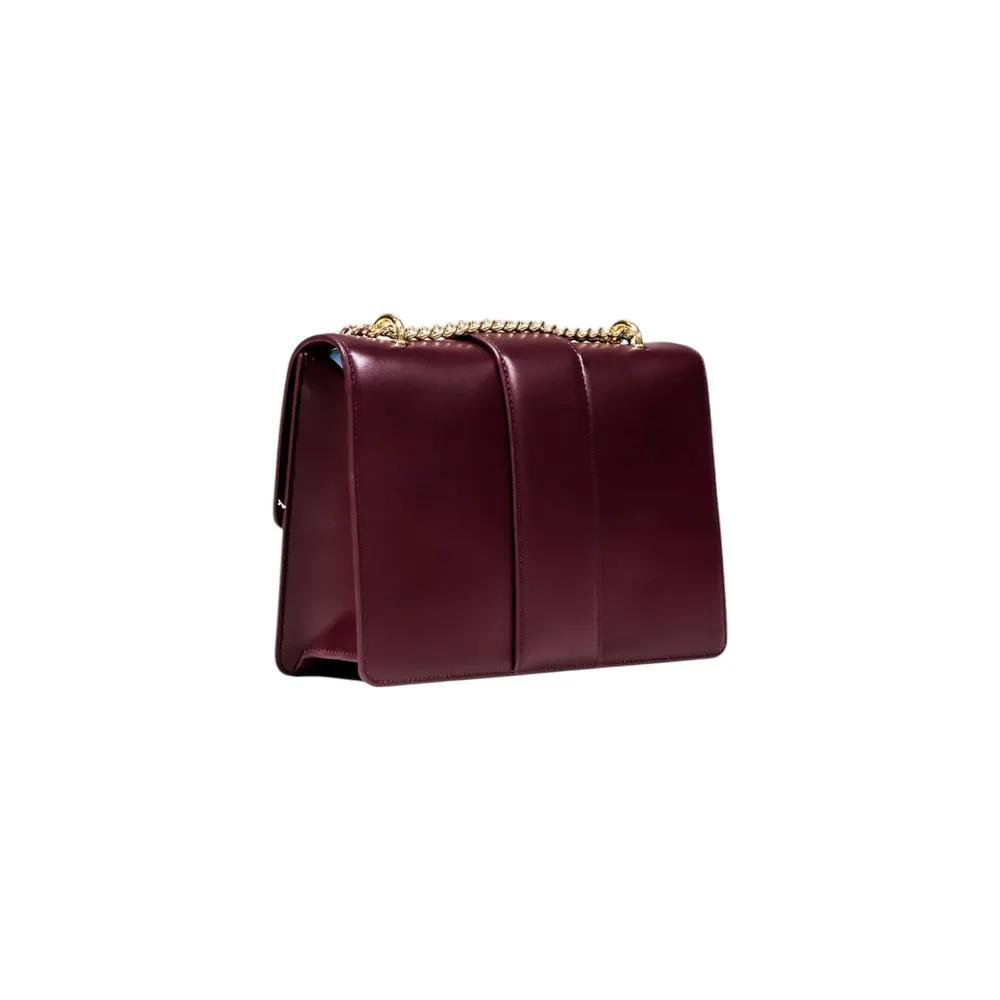 Armani Exchange Bordeaux Polyester Handbag, burgundy color, chain-strap shoulder bag, front view
