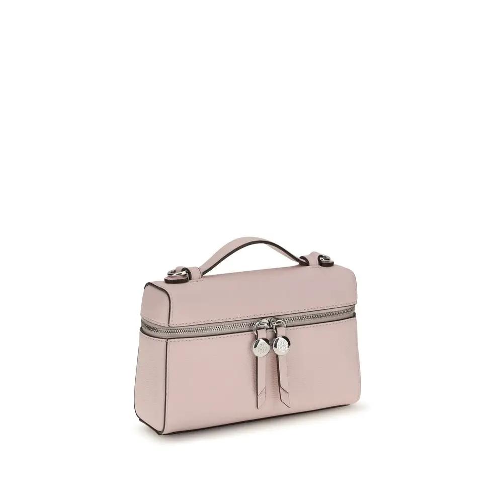 Tory Burch Bos Taurus shoulder bag, calf leather pink, front view.
