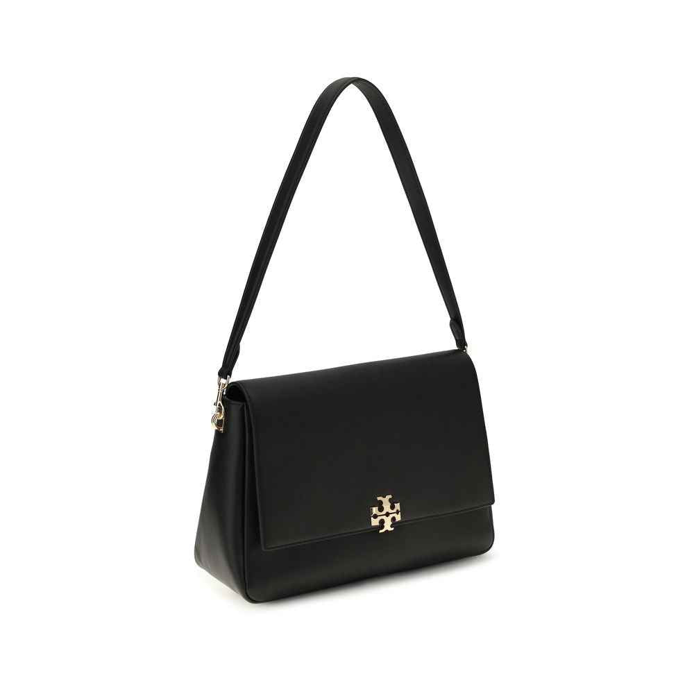 Tory Burch Bos Taurus Shoulder Bag, black calf leather, shoulder bag, three-quarter front view