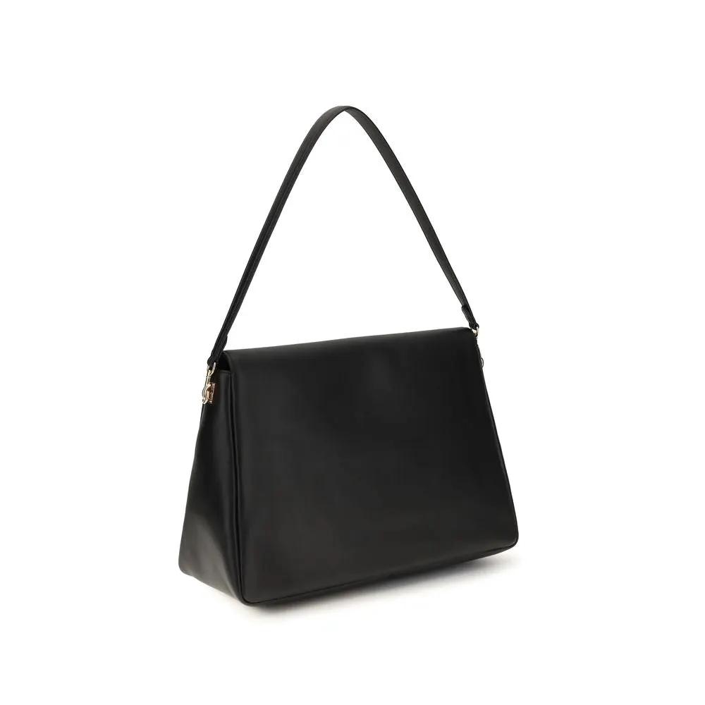 Tory Burch Bos Taurus calf leather black shoulder bag front view
