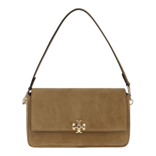 Tory Burch Charlie Mini Suede Bolso de Hombro Beige