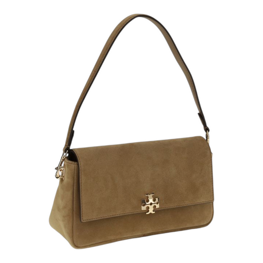 Tory Burch Charlie Mini Suede Bolso de Hombro Beige