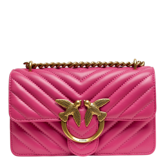 PINKO Love One Mini Shoulder Bag Pink Leather