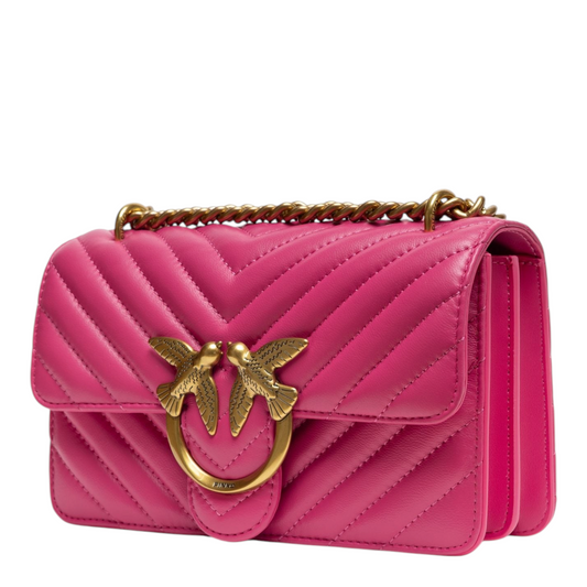 PINKO Love One Mini Shoulder Bag Pink Leather