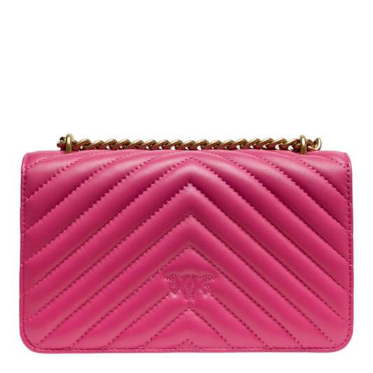 PINKO Love One Mini Shoulder Bag Pink Leather