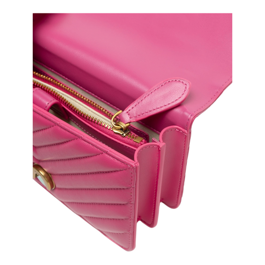 PINKO Love One Mini Shoulder Bag Pink Leather