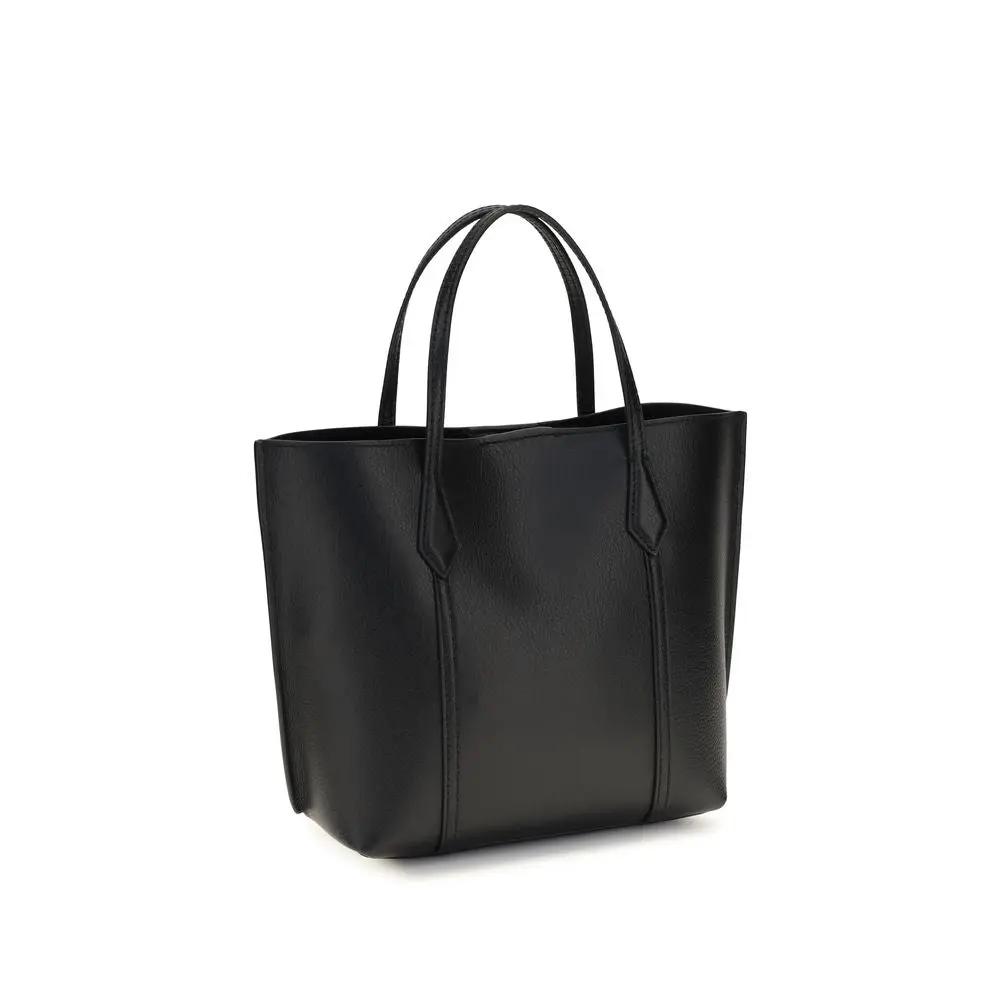 Tory Burch Bos Taurus black calf leather handbag front view