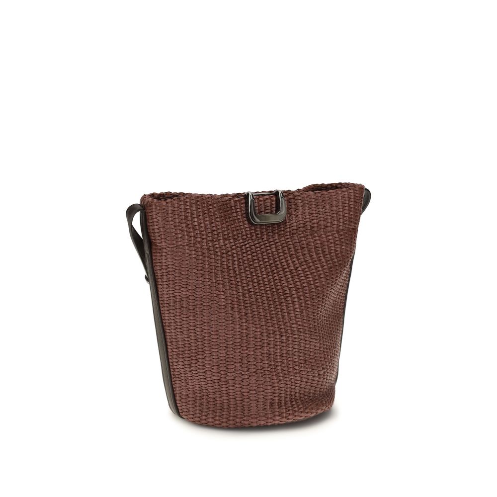 Brunello Cucinelli Bordeaux Small Sartorial Backet Bag