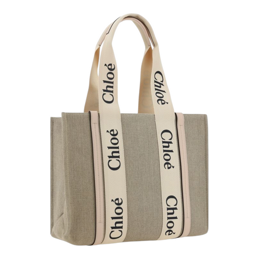 Chloé Linen Bolso de Mano Beige