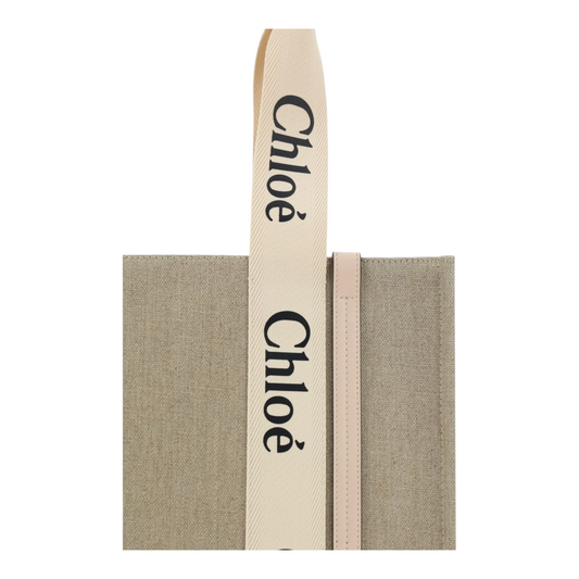 Chloé Linen Bolso de Mano Beige