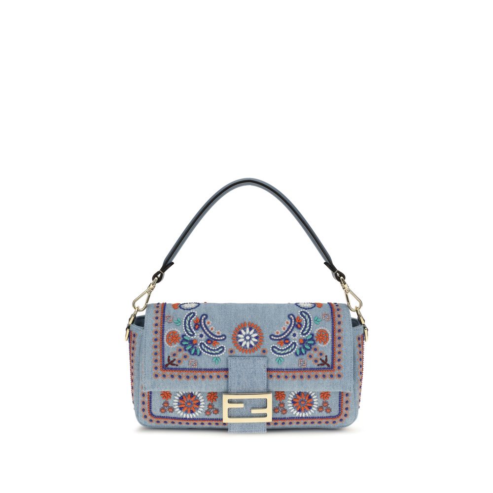 Fendi  Multicolor  Denim Shoulder Bag