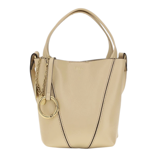 Chloé The Spin Shoulder Bag Beige Leather