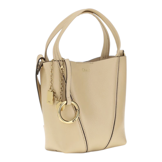 Chloé The Spin Shoulder Bag Beige Leather