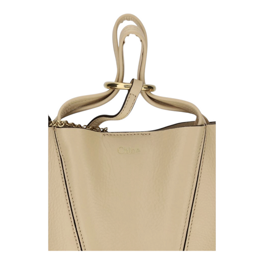 Chloé The Spin Shoulder Bag Beige Leather