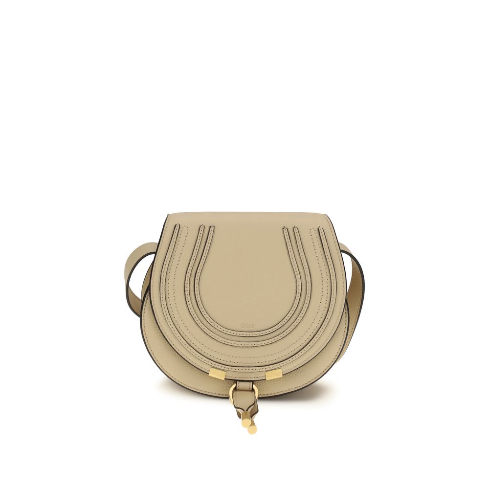 Chloé Beige  Small Marcie leather Shoulder Bag