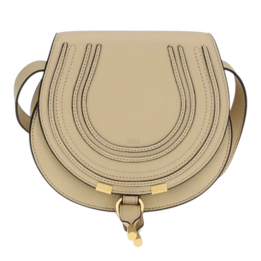 Chloé Small Marcie leather Shoulder Bag Beige Leather