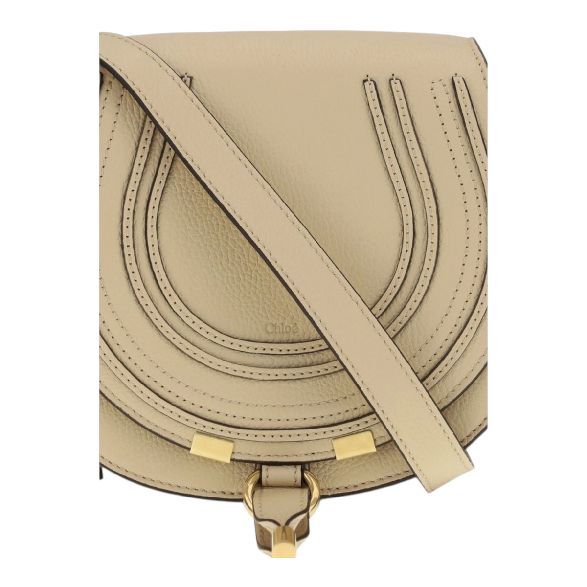 Chloé Small Marcie leather Shoulder Bag Beige Leather