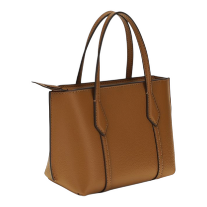 Bolso tote mini Perry de XT & Co en piel de becerro marrón con cierre de cremallera y asas superiores