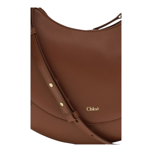 Chloé Banana Zipped Hobo Bag Brown Leather
