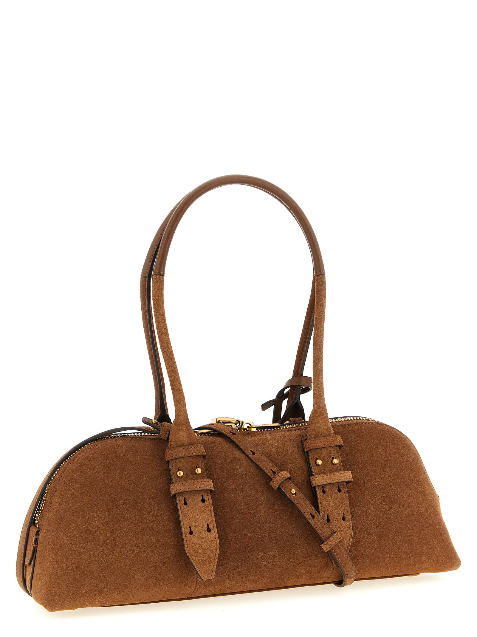 PINKO Brown Bowling Baguette Bag
