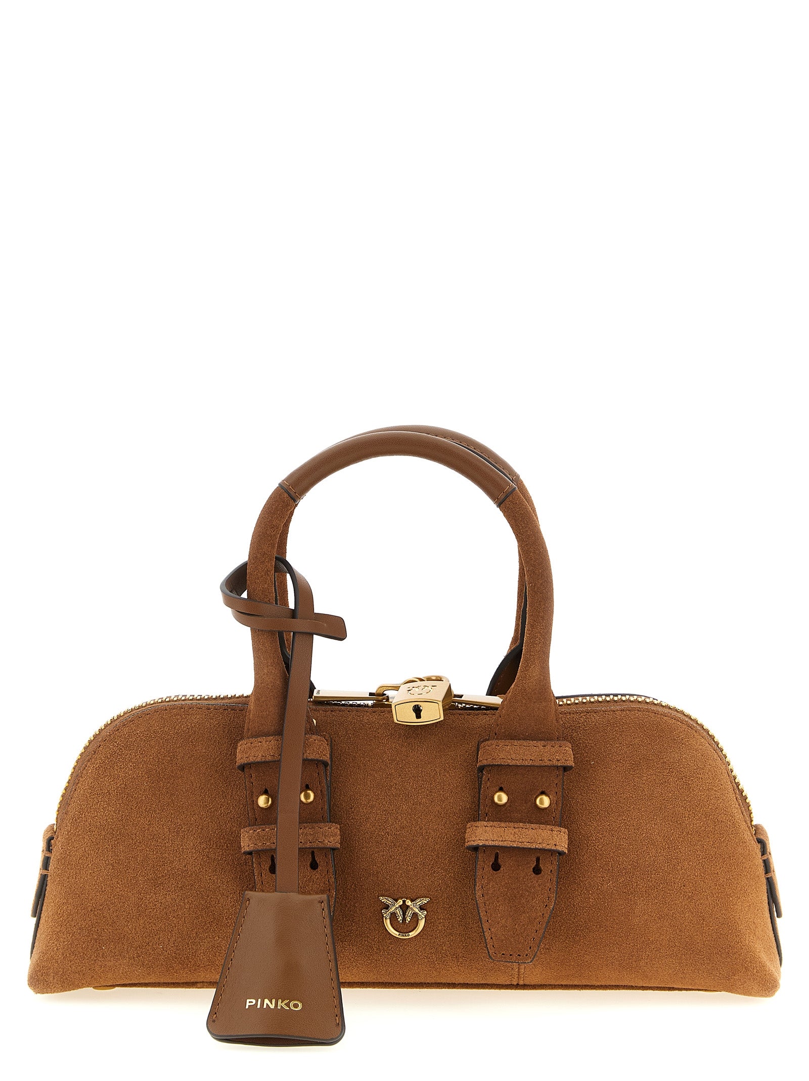 PINKO Brown Bowling Baguette Bag