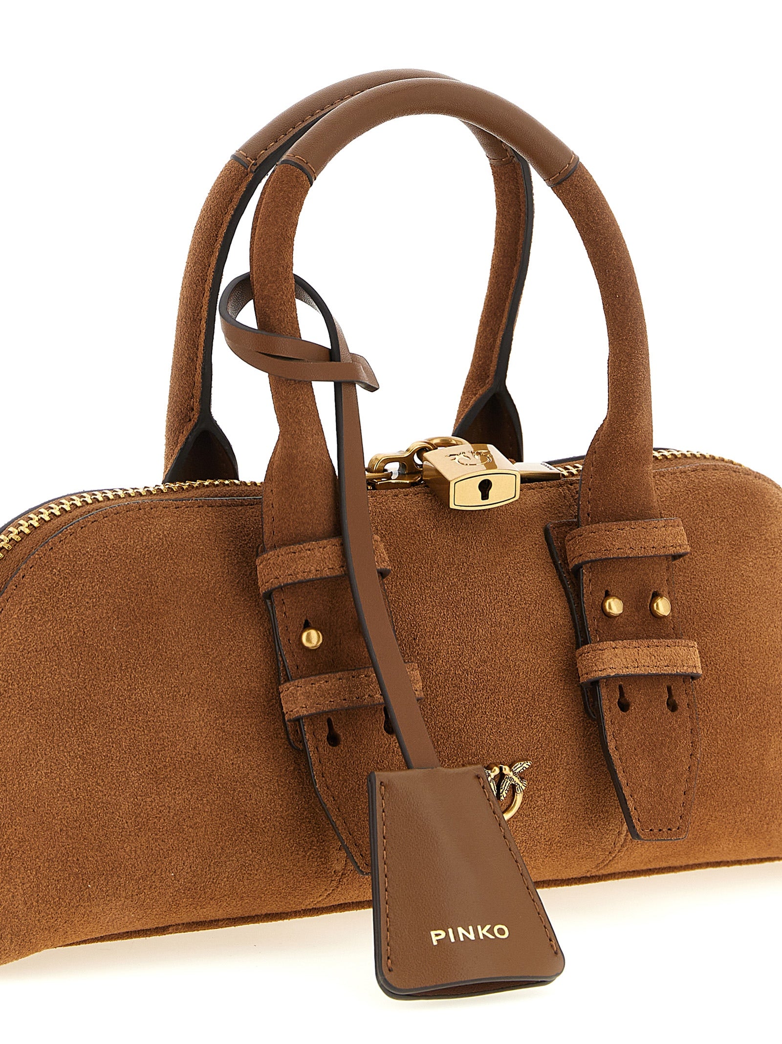 PINKO Brown Bowling Baguette Bag