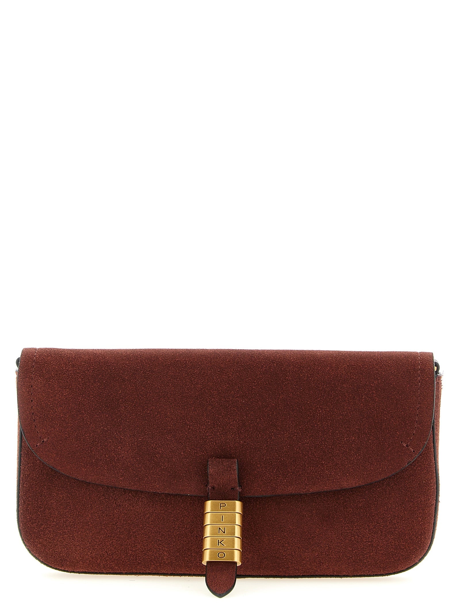 PINKO Bordeaux Saddle Flat Shoulder Bag
