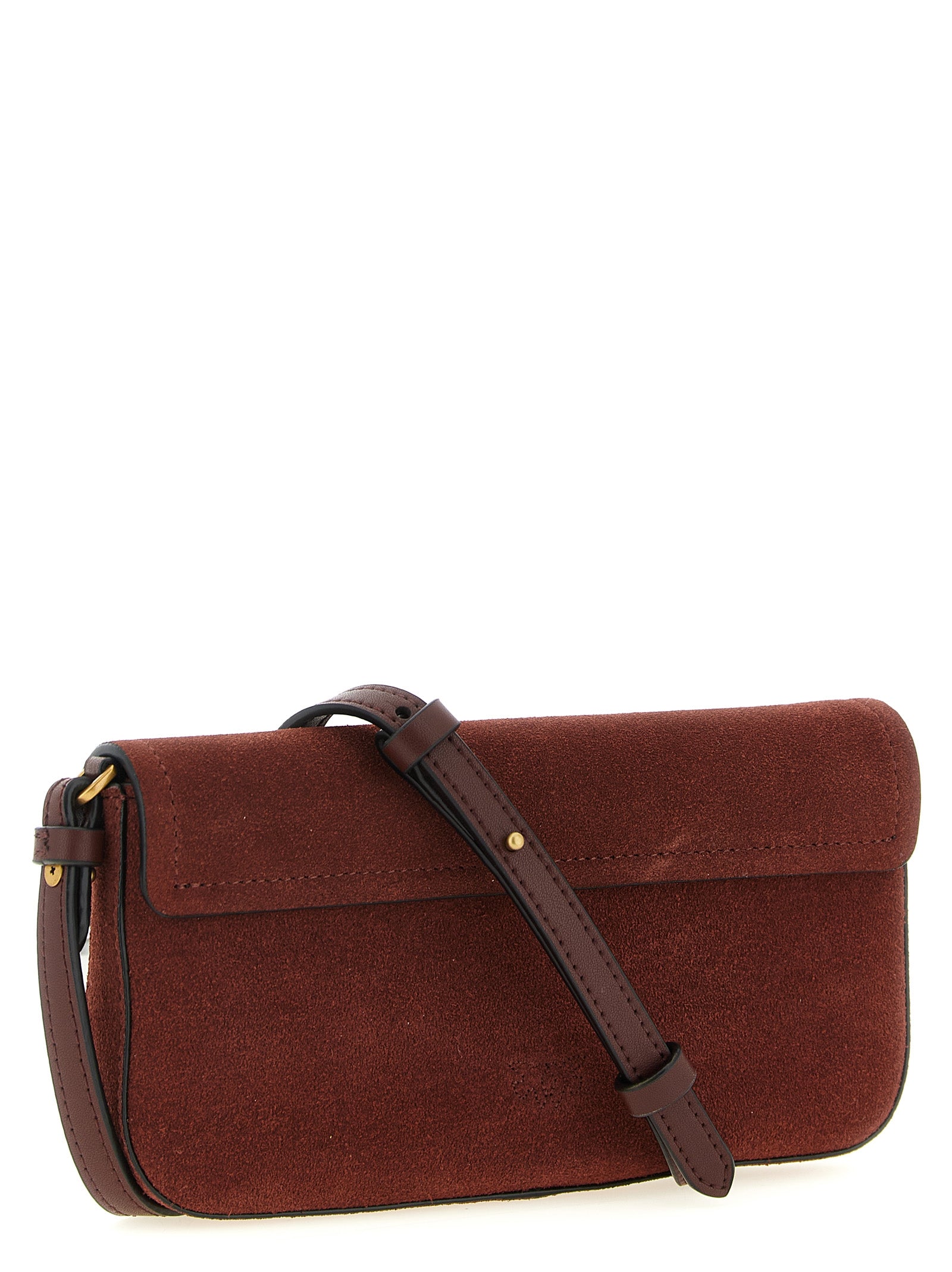 PINKO Bordeaux Saddle Flat Shoulder Bag