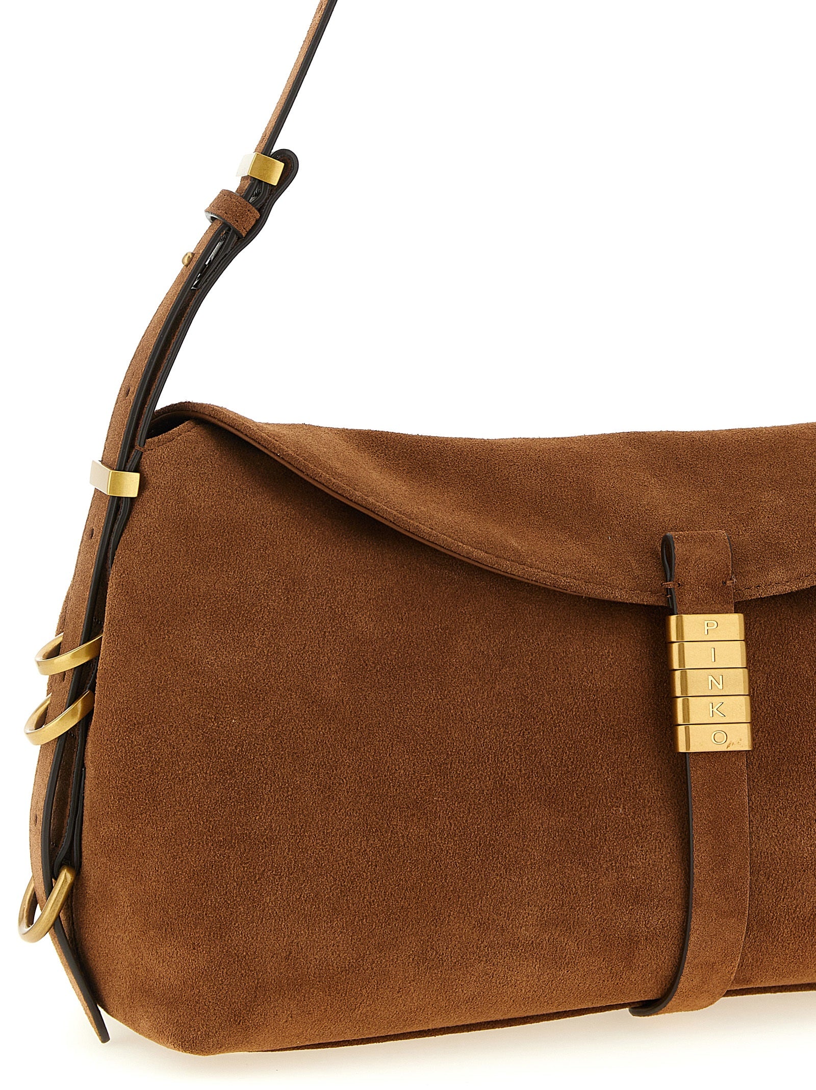 PINKO Brown Saddle Horizontal Shoulder Bag