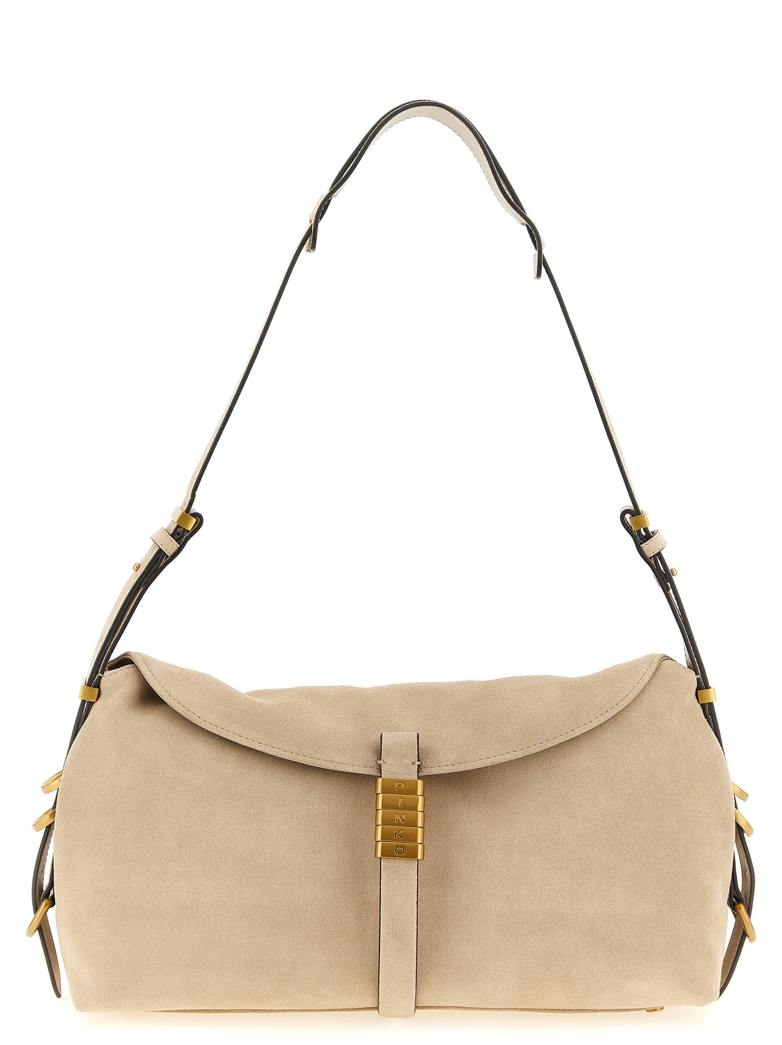 PINKO Beige Saddle Horizontal Shoulder Bag