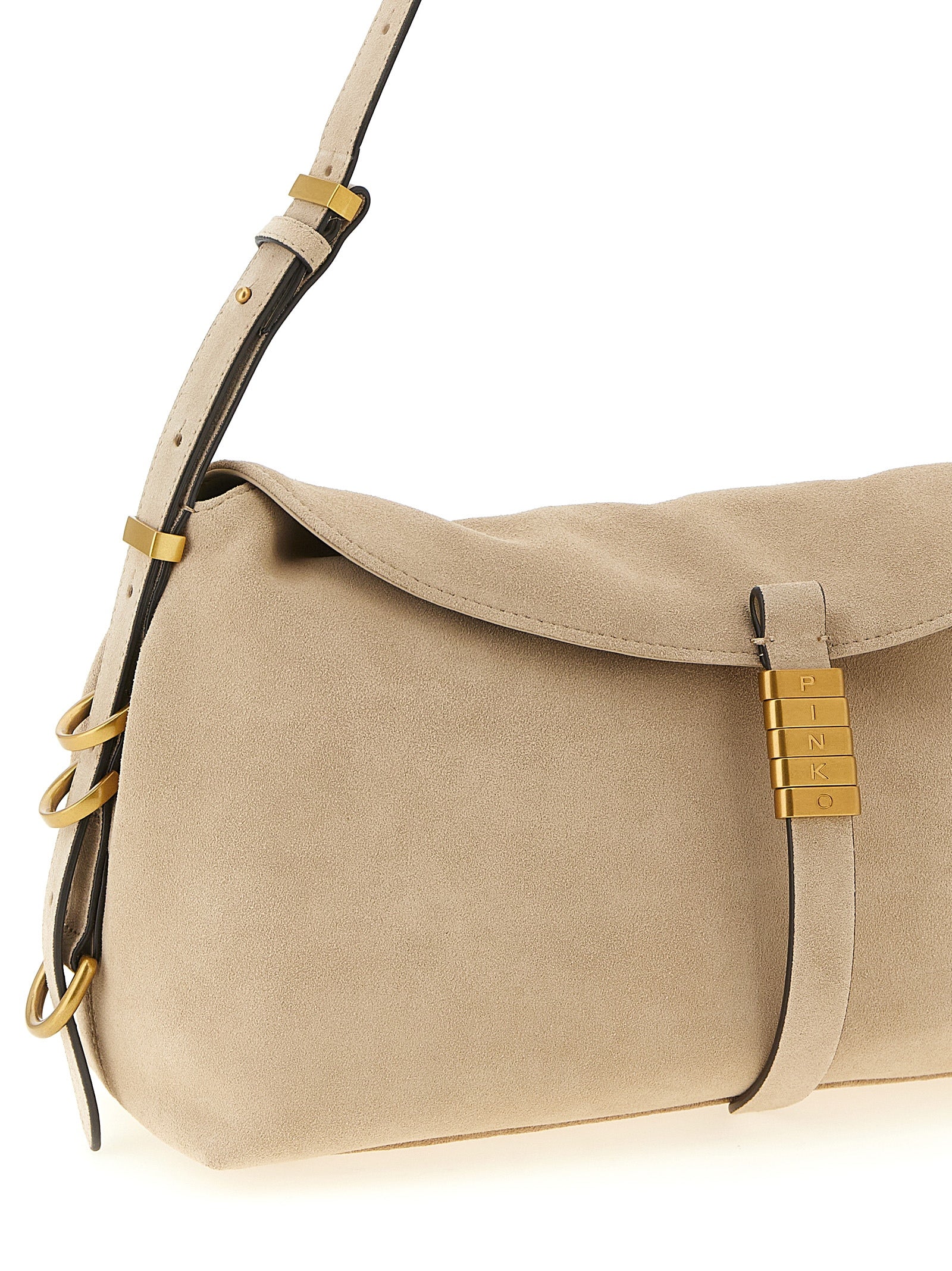 PINKO Beige Saddle Horizontal Shoulder Bag