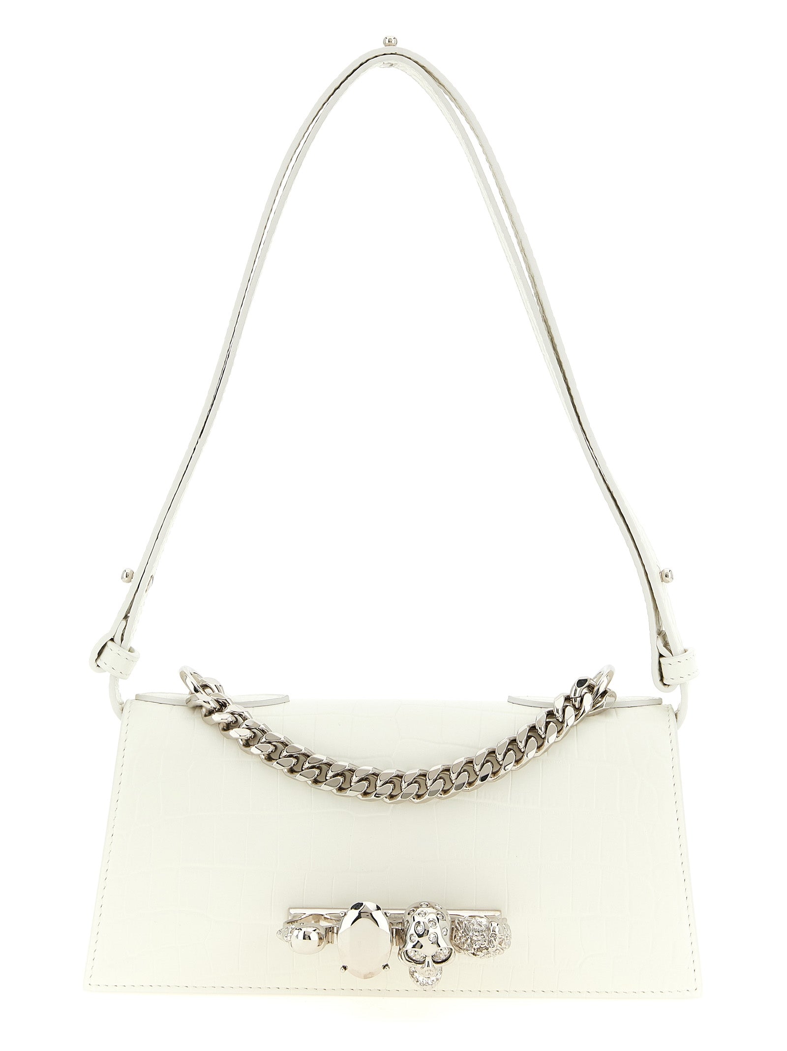 Alexander McQueen White Jewelled Mini shoulder bag