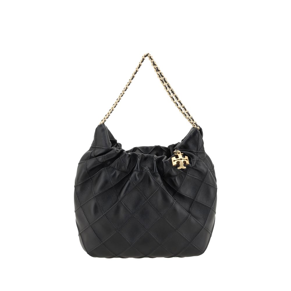 Tory Burch Black  Fleming Mini Hobo  Shoulder Bag