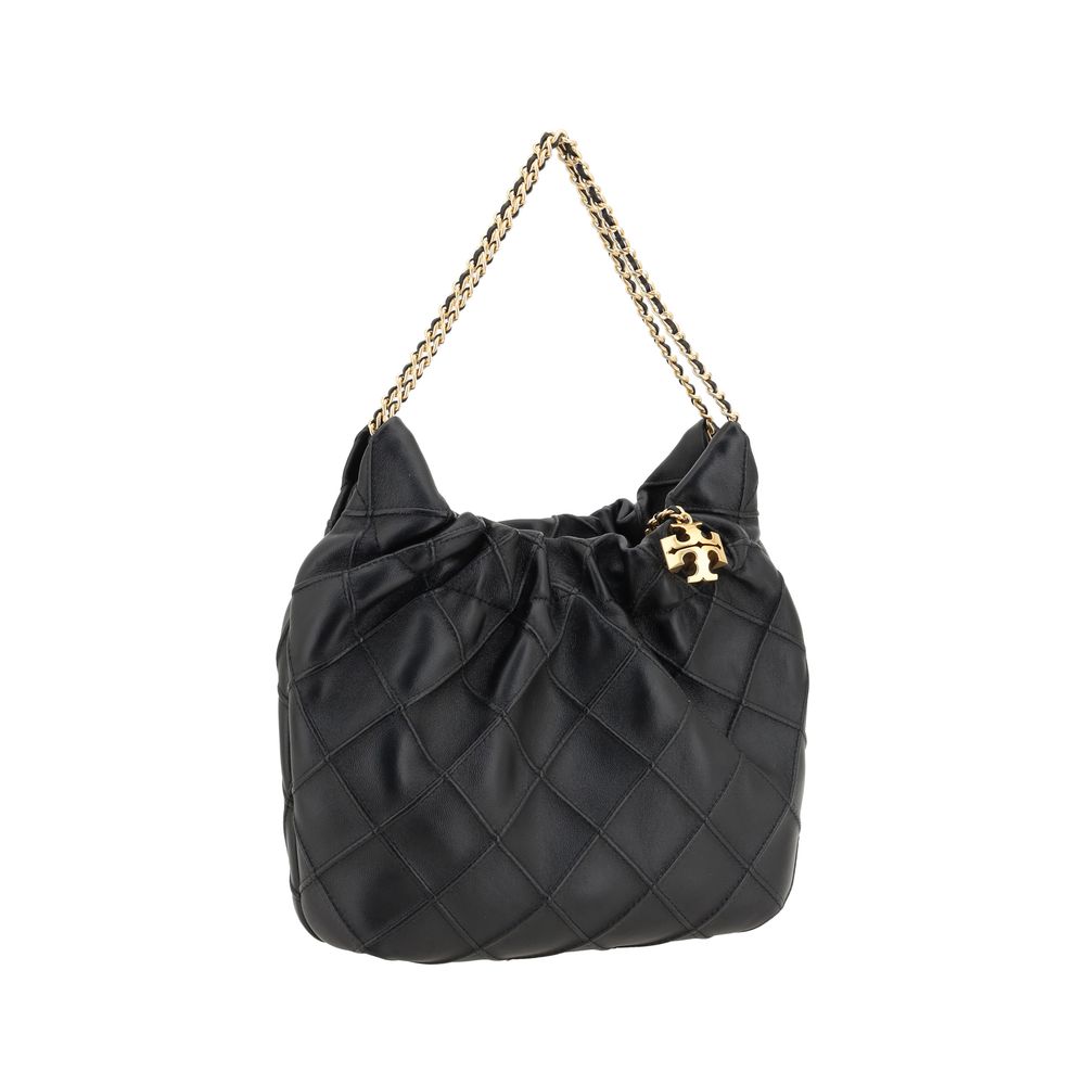 Tory Burch Black  Fleming Mini Hobo  Shoulder Bag