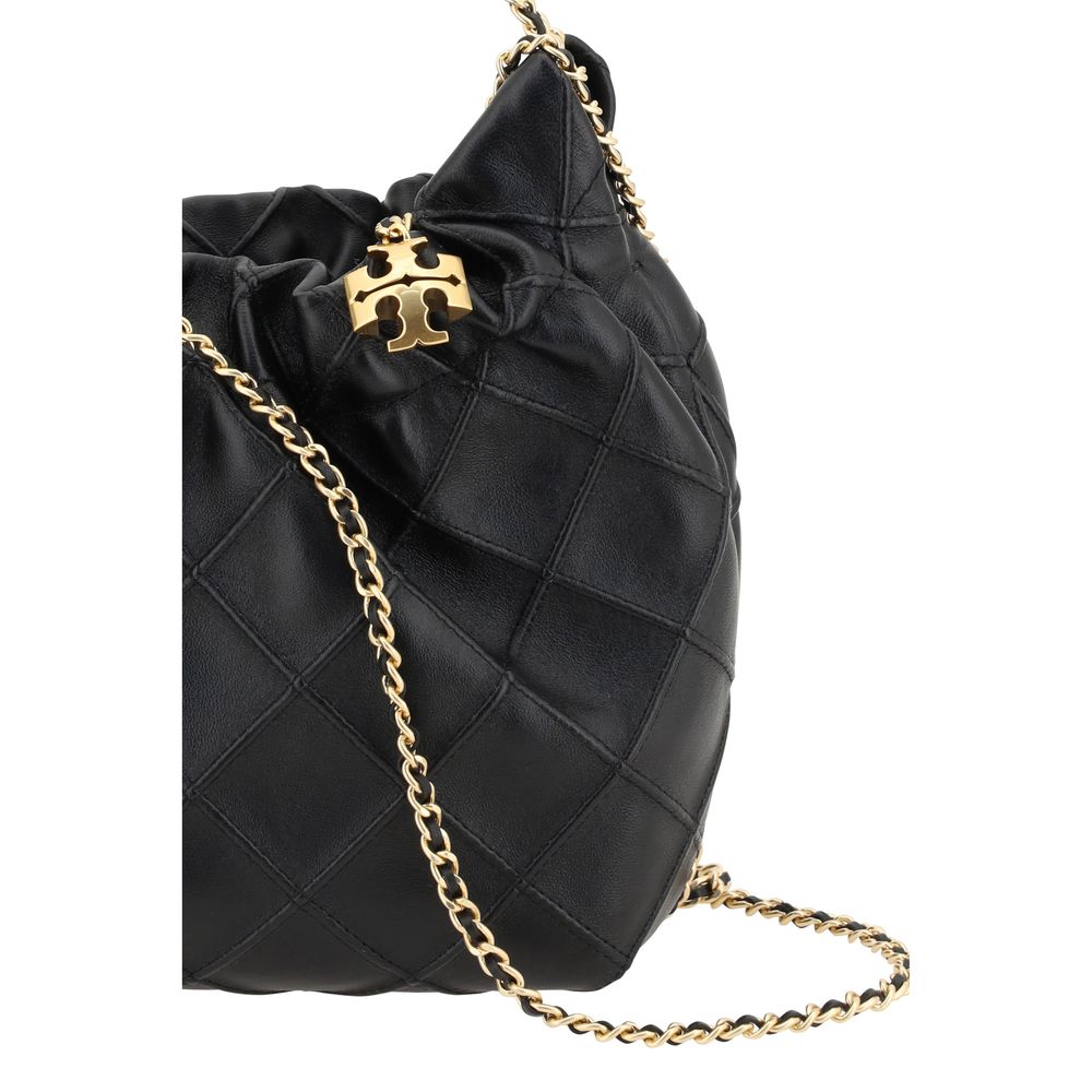 Tory Burch Black  Fleming Mini Hobo  Shoulder Bag
