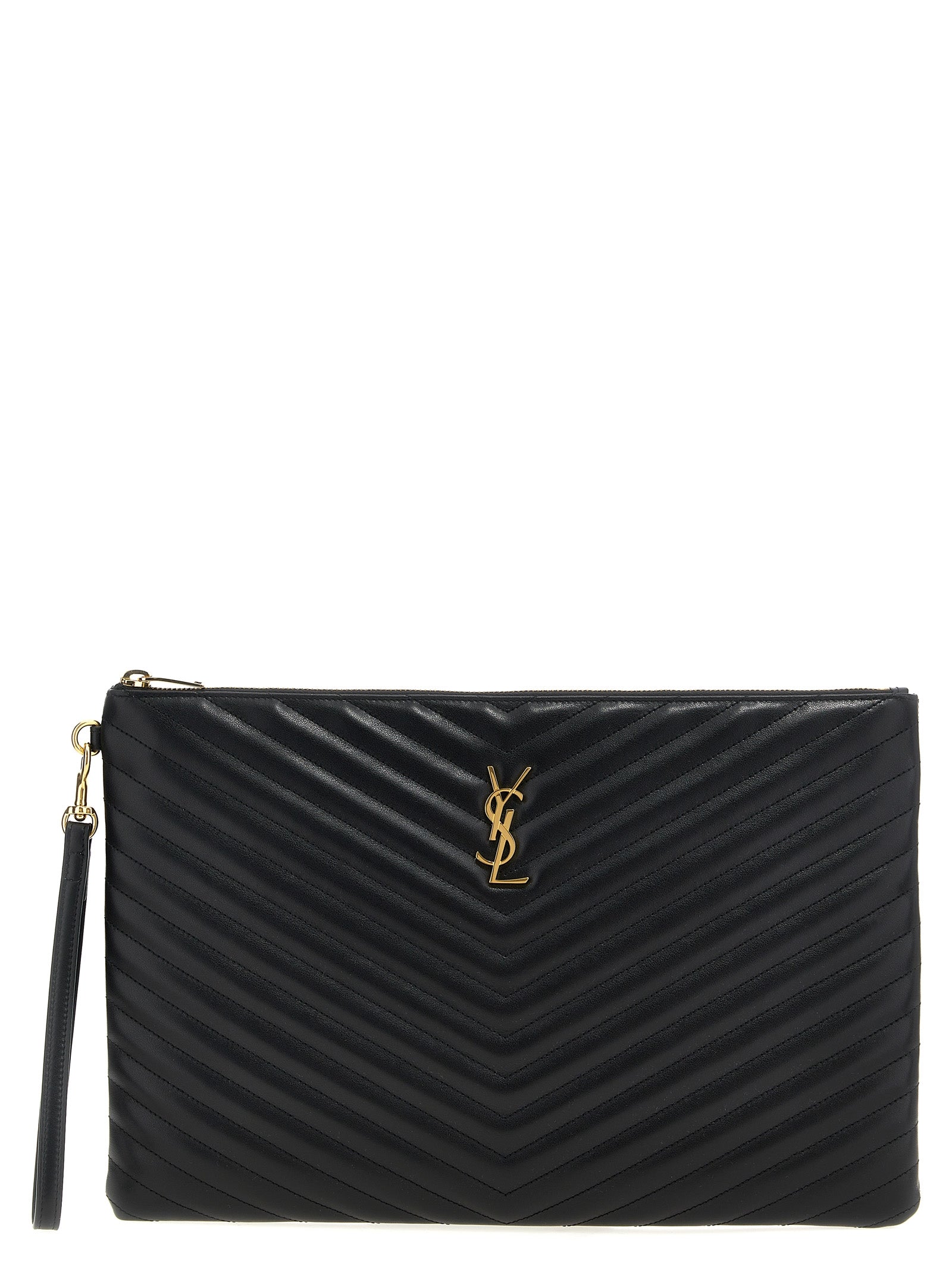 Saint Laurent Black Cassandre Clutch Bag