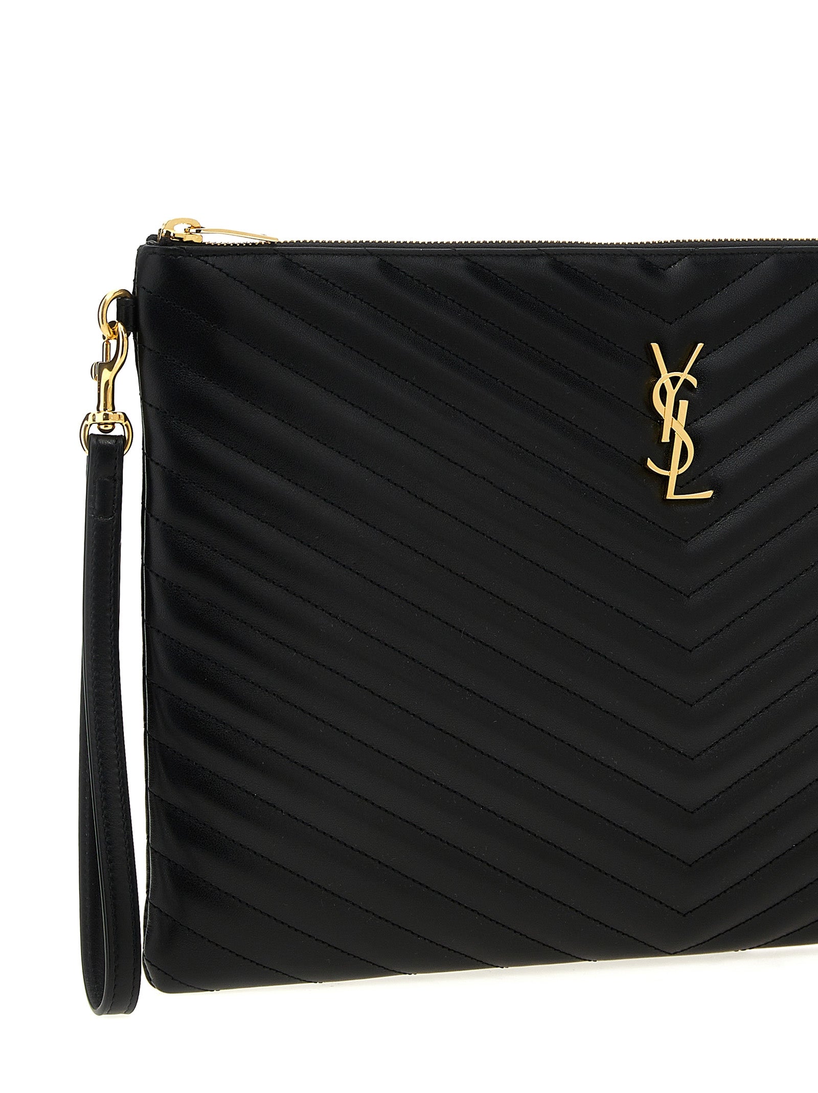 Saint Laurent Black Cassandre Clutch Bag