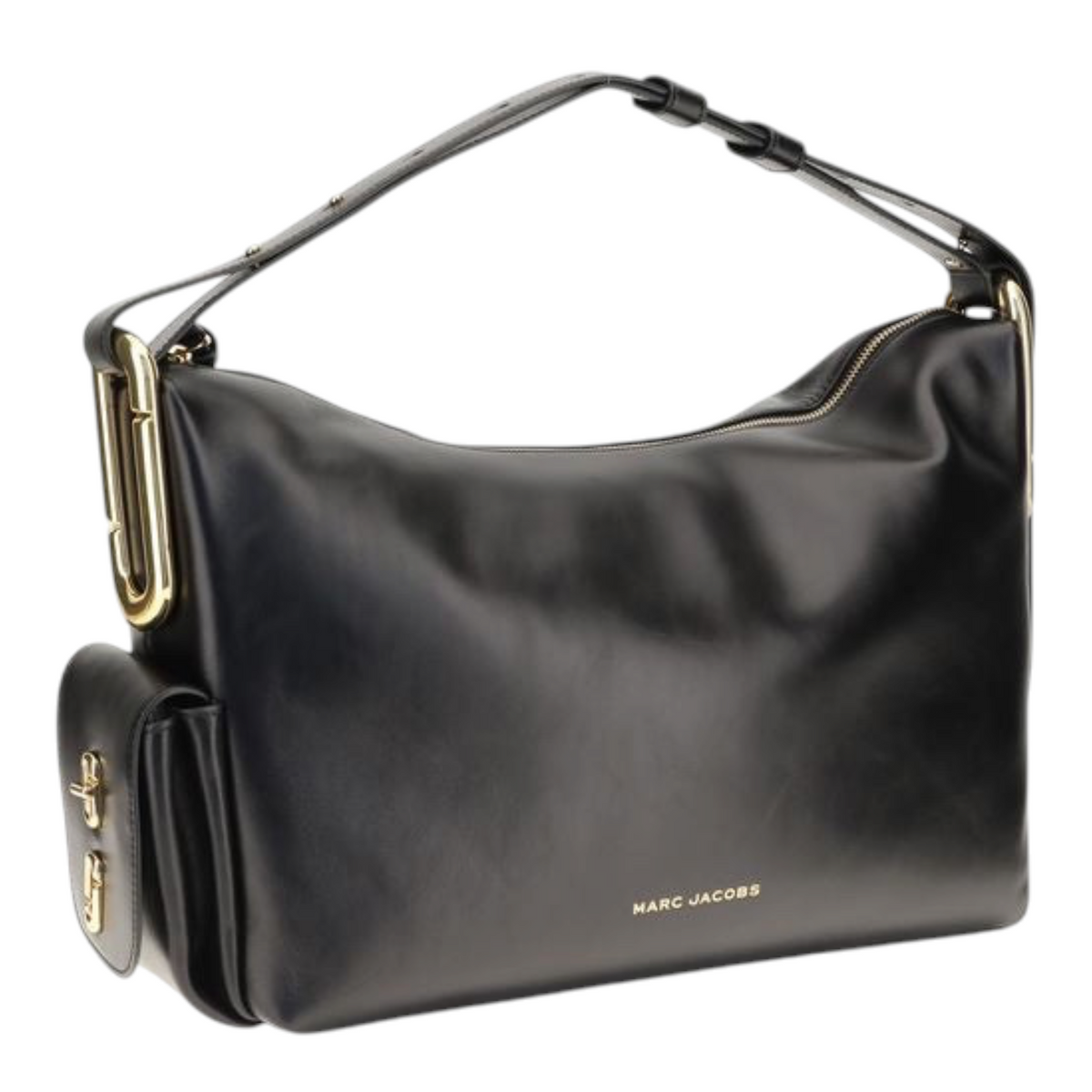 Bolso de hombro Scene de XT & Co en piel negra flexible con logotipo J Marc grande y correa ajustable